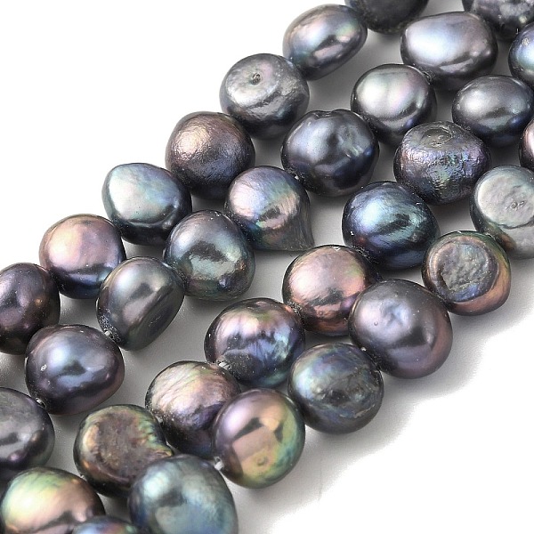 

PandaHall Dyed Natural Cultured Freshwater Pearl Beads Strands, Two Sides Polished, Black, 8~9mm, Hole: 0.5mm, about 23pcs/strand, 6.89''...