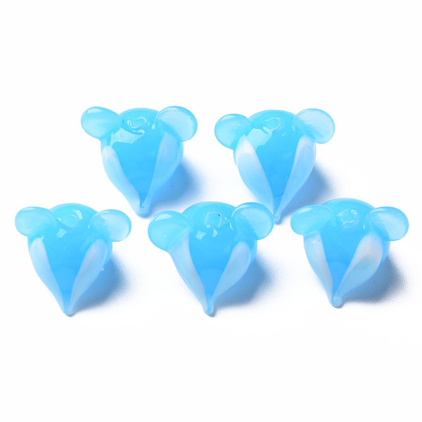 

PandaHall Handmade Transparent Lampwork Beads, Mouse, Deep Sky Blue, 16~17x17~18x16~18mm, Hole: 1.8mm Lampwork Mouse