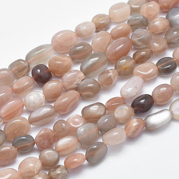 

PandaHall Natural Multi-Moonstone Beads Strands, Nuggets, 8~12x7~9mm, Hole: 0.8mm, 15.1 inch(38.5cm) Multi-Moonstone Nuggets Orange