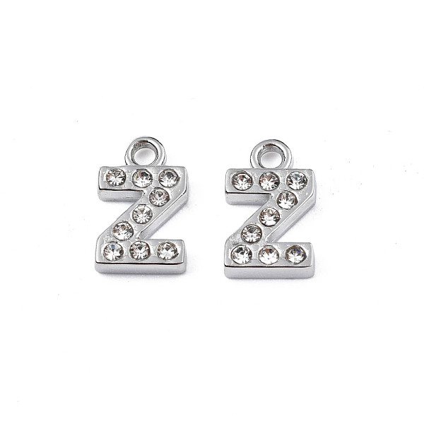 

PandaHall 304 Stainless Steel Charms, with Crystal Rhinestone, Letter, Letter.Z, 10~10.5x2~8x2mm, Hole: 1.2mm Stainless Steel+Rhinestone..., Clear