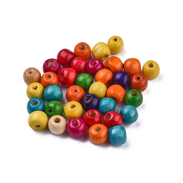 

PandaHall Dyed Natural Wood Beads, Round, Lead Free, Mixed Color, 10x9mm, Hole: 3mm Maple Wood Round Multicolor
