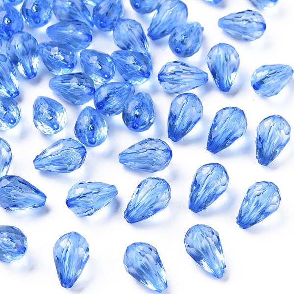 

PandaHall Transparent Acrylic Beads, Faceted, Teardrop, Cornflower Blue, 12x8mm, Hole: 1.5mm, about 1338pcs/500g Acrylic Teardrop