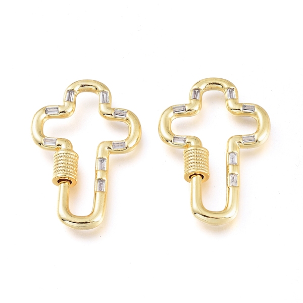 

PandaHall Brass Micro Pave Cubic Zirconia Screw Carabiner Lock Charms, for Necklaces Making, Cross, Golden, Clear, 32.5x22.5x4.5mm...