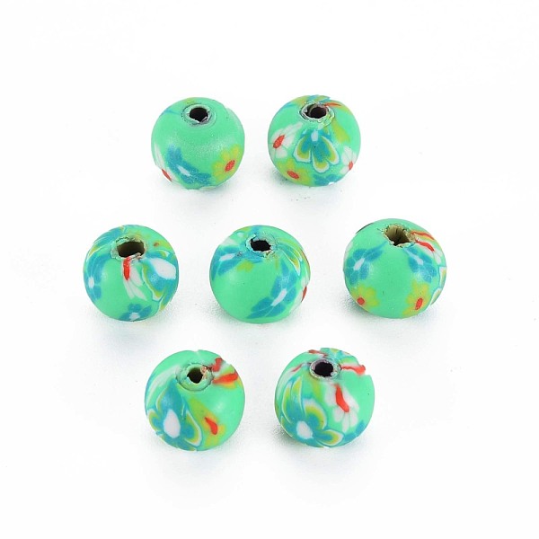 

PandaHall Handmade Polymer Clay Beads, for DIY Jewelry Crafts Supplies, Round, Medium Spring Green, 8~9x8mm, Hole: 1.8mm Polymer Clay Round