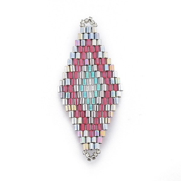 

PandaHall MIYUKI & TOHO Handmade Japanese Seed Beads Links, Loom Pattern, Rhombus, Colorful, 43~44.1x19.4~20.2x1.6~1.8mm, Hole: 1.6~1.8mm...