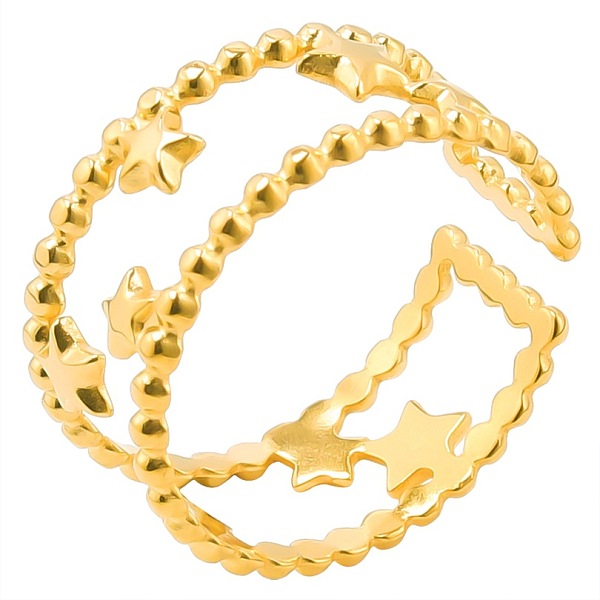 

PandaHall Minimalist Stainless Steel Star Open Cuff Ring for Women Men, Golden Stainless Steel Star