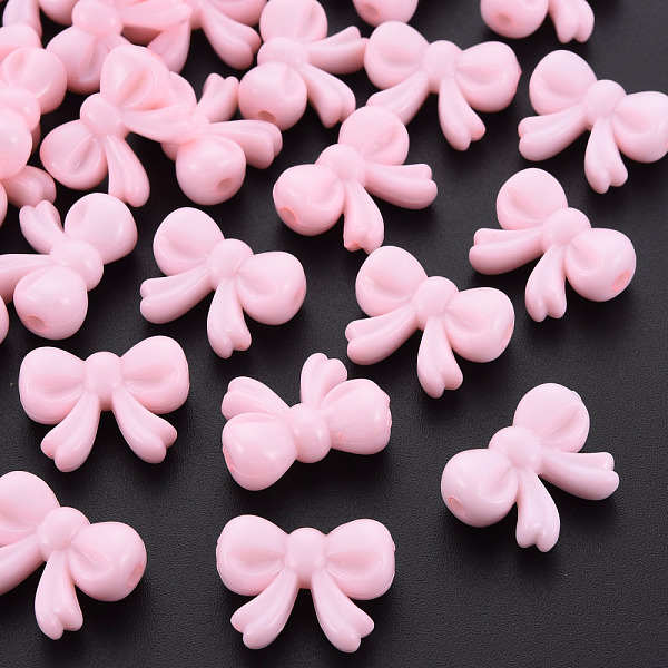 

PandaHall Opaque Acrylic Beads, Bowknot, Pink, 15.5x20x8.5mm, Hole: 2mm, about 440pcs/500g Acrylic Bowknot Pink