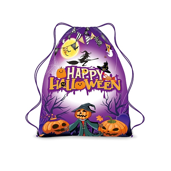 

PandaHall Polyester Backpacks, Nylon Rope Drawstring Bags, Halloween Theme, Blue Violet, 342x283x0.2mm Polyester