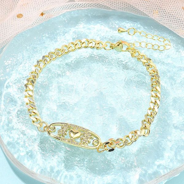 Bracelets à maillons en laiton avec zircone cubique de micro pave