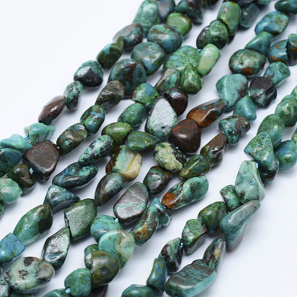 

PandaHall Natural Chrysocolla Beads Strands, Nuggets, 5~12x4~9mm, Hole: 1mm, 15.7 inch~16.1 inch(40~41cm) Chrysocolla Nuggets