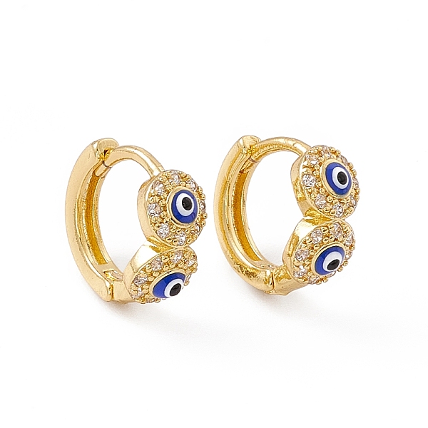 

PandaHall Clear Cubic Zirconia Evil Eye Hoop Earrings with Enamel, Real 18K Gold Plated Brass Jewelry for Women, Lead Free & Cadmium Free..., Multicolor