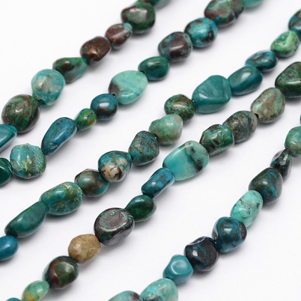 

PandaHall Nuggets Natural Chrysocolla Beads Strands, Tumbled Stone, 5~8x5~8mm, Hole: 1mm, about 15.5 inch Chrysocolla Nuggets