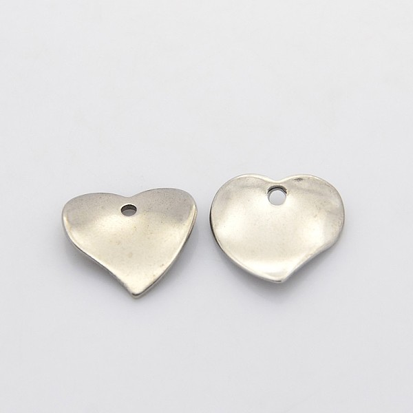

PandaHall 304 Stainless Steel Heart Charms, Wavy, Stainless Steel Color, 15x16x2mm, Hole: 2mm 304 Stainless Steel Heart