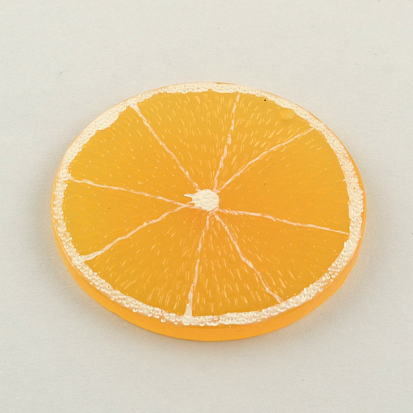 

PandaHall Resin Fruit Pendants, Lemon/Flat Round, Orange, 48x3mm, Hole: 2mm Resin Fruit Orange
