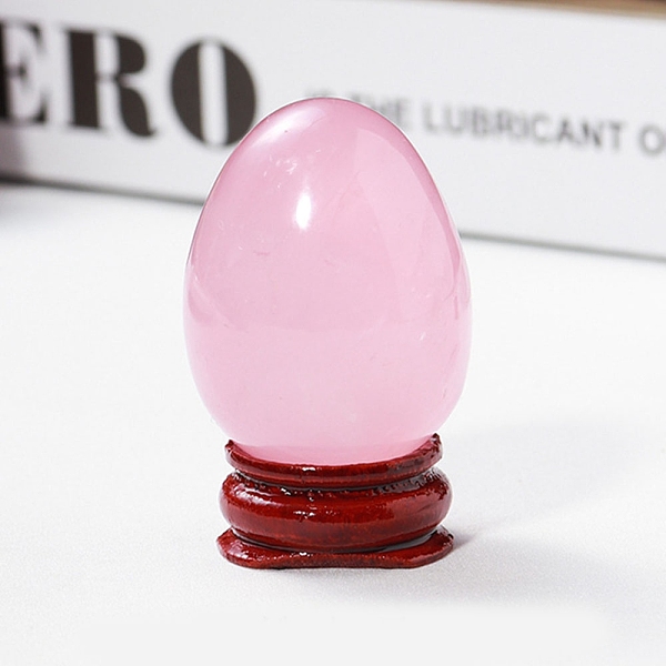 

PandaHall Easter Raw Natural Rose Quartz Egg Display Decorations, Wood Base Reiki Stones Statues for Home Office Decorations, 40x25mm Rose...