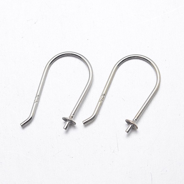 

PandaHall 925 Sterling Silver Earring Hook Findings, Silver, Tray: 5mm, 18mm, 20 Gauge, Pin: 0.8mm, about 39pairs/20g Sterling Silver