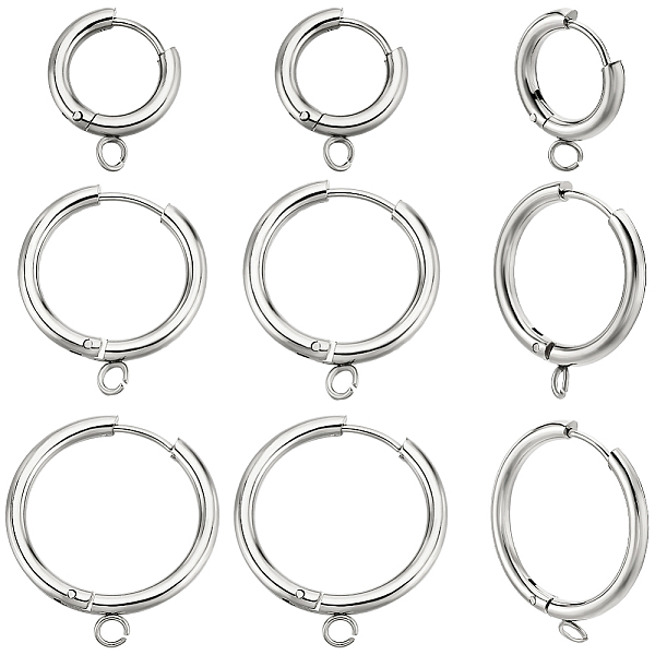 

PandaHall Beebeecraft 1 Box 12Pcs 3 Styles Round Leverback Hooks Stainless Steel Huggie Hoop Earrings Findings with Loop and 316 Stainless...