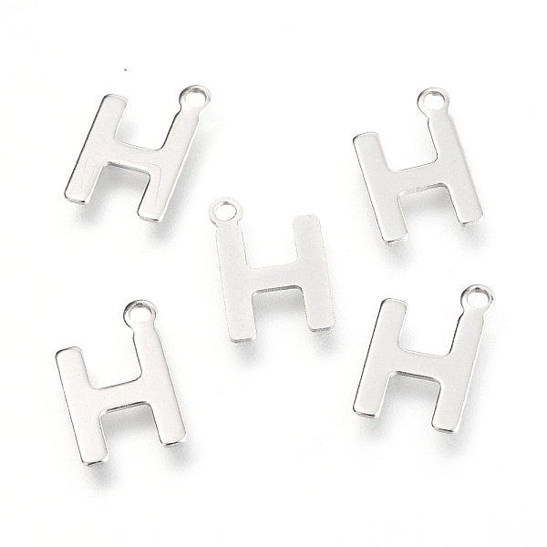 

PandaHall 201 Stainless Steel Charms, Alphabet, Letter.H, 12x7.9x0.6mm, Hole: 1.2mm 201 Stainless Steel Letter H