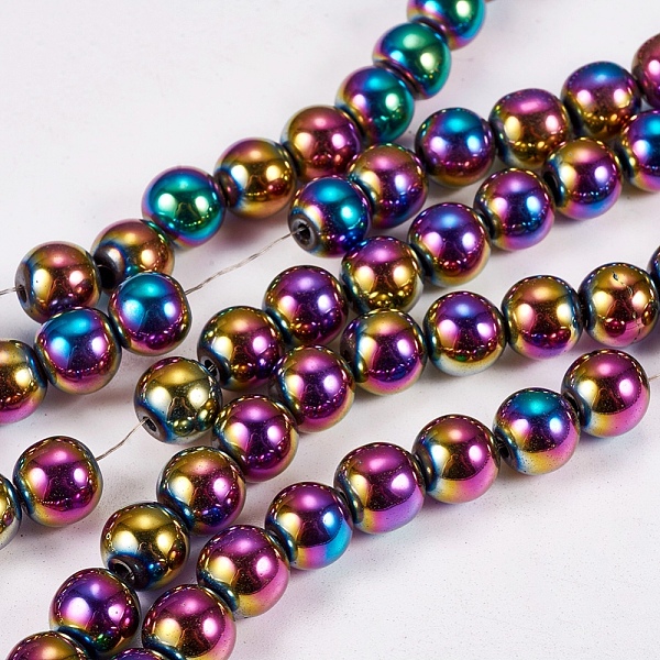 

PandaHall Electroplate Non-magnetic Synthetic Hematite Beads Strands, Round, Grade A, Multi-color Plated, 8mm, Hole: 1.5mm, about...