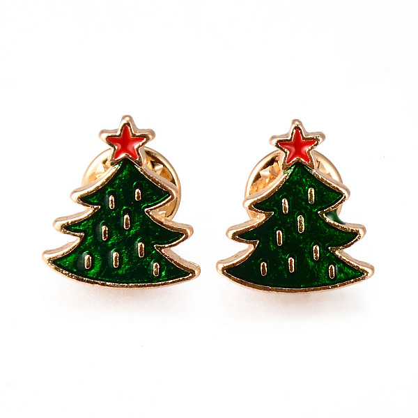 

PandaHall Alloy Enamel Brooches, Enamel Pin, with Brass Butterfly Clutches, Christmas Tree, Light Gold, Cadmium Free & Nickel Free & Lead...