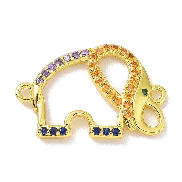 

PandaHall Real 18K Gold Plated Brass Micro Pave Cubic Zirconia Connector Charms, Hollow Elephant Links, Colorful, 12x18.5x2mm, Hole: 1.1mm...