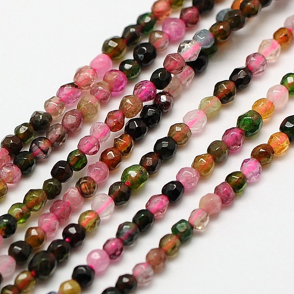 

PandaHall Grade A Natural Tourmaline Beads Strands, Faceted Round, 2mm, Hole: 0.8mm, about 136pcs/strand, 15 inch Tourmaline Round