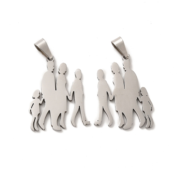 

PandaHall 201 Stainless Steel Pendants, Family Charms, Stainless Steel Color, 27x19.8x1.4mm, Hole: 6.5x3.3mm 201 Stainless Steel Human
