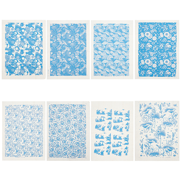 

PandaHall BENECREAT 8 Sheets 8 Styles Paper Ceramic Decals, Pottery Ceramics Clay Transfer Paper, Underglaze Flower Paper, Blue...