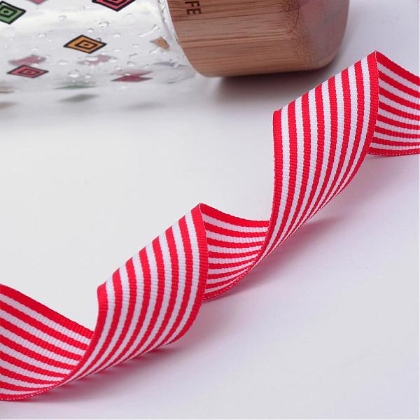 

PandaHall Striped Polyester Grosgrain Ribbon, Christmas Ribbon, Red, 1 inch(25mm), about 100yards/roll(91.44m/roll) Polyester Red