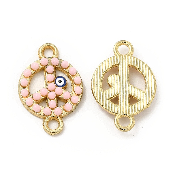 

PandaHall Alloy Enamel Connector Charms, with Synthetic Turquoise, Peace Sign Links with Blue Evil Eye, Golden, Nickel, Misty Rose...