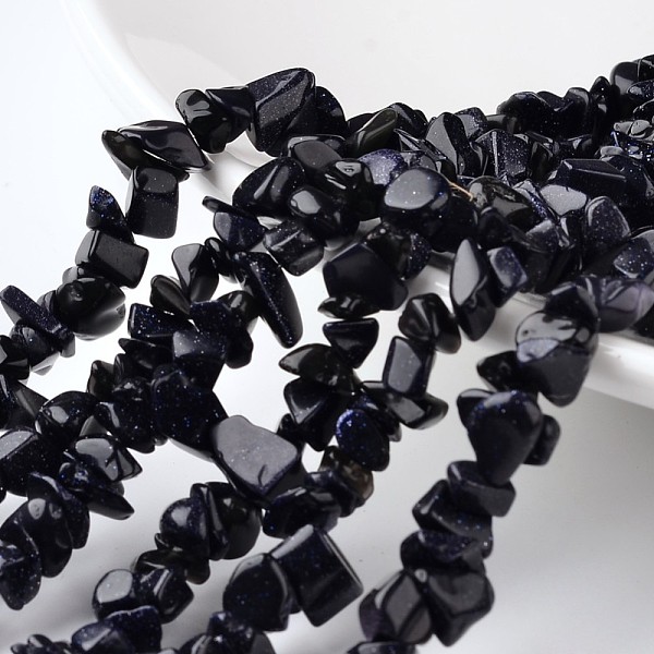 

PandaHall Nuggets Synthetic Blue Goldstone Bead Strands, 4~6x8~12x2~4mm, Hole: 1mm, about 34.6 inch Blue Goldstone Nuggets