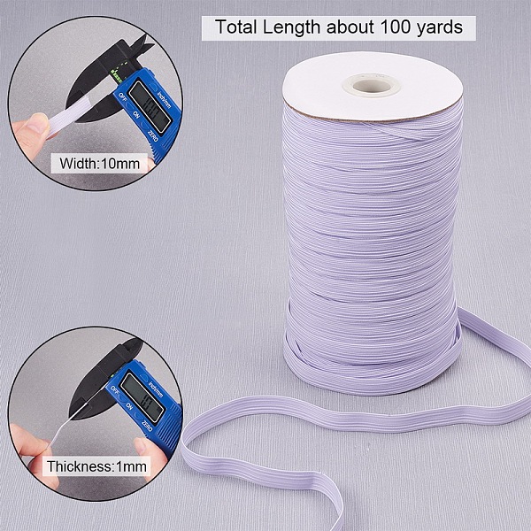 

PandaHall Flat Elastic Cord, White, 10mm, about 100yards/roll Elastic Fibre Flat White