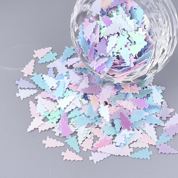 

PandaHall Ornament Accessories, PVC Plastic Paillette/Sequins Beads, No Hole/Undrilled Beads, Christmas Tree, Mixed Color, 8x5x0.3mm, about..., Multicolor