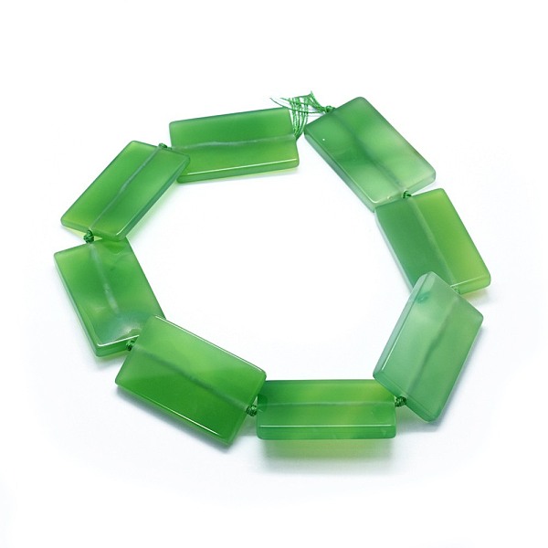 

PandaHall Natural Agate Beads Strands, Dyed, Rectangle, Lime Green, 49.5~50x29.5~30x5.5~7.5mm, Hole: 2mm, about 8pcs/strand, 17 inch(43.2cm)...