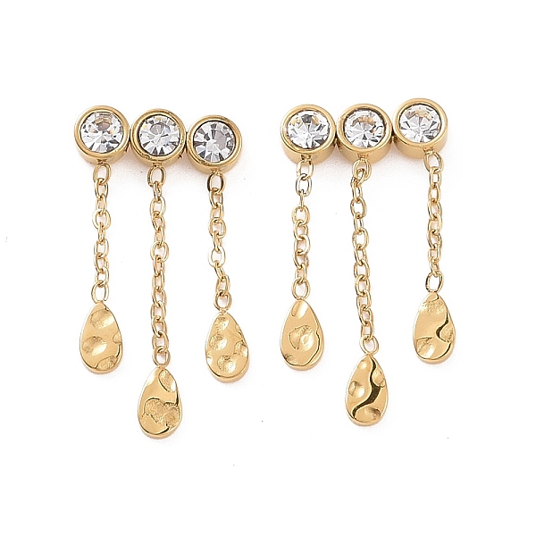 

PandaHall 304 Stainless Steel Tassel Chain Stud Earrings, with Crystal Rhinestone, for Women, Golden, 24x12mm, Pin: 0.7mm 304 Stainless...