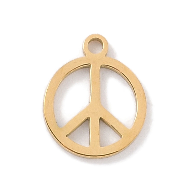 

PandaHall 304 Stainless Steel Charms, Laser Cut, Golden, Peace Sign, 10x8x1mm, Hole: 1mm 304 Stainless Steel Peace Sign