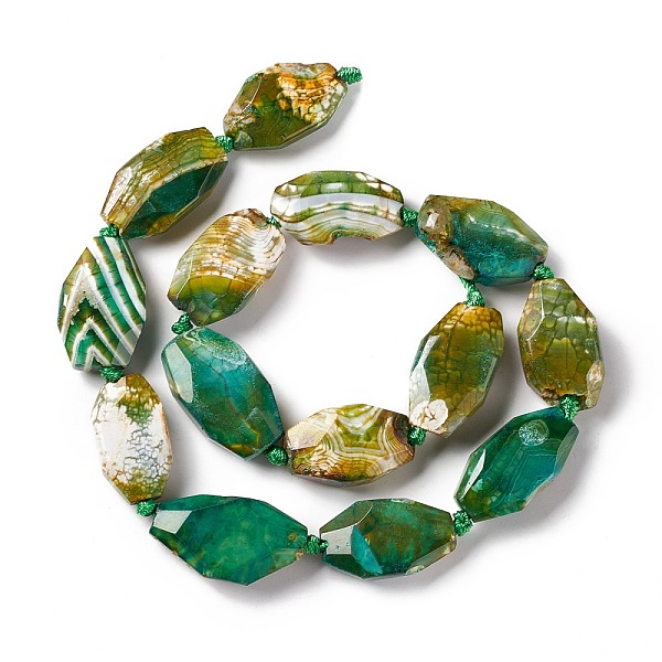 

PandaHall Natural Agate Beads Strands, Dyed, Faceted, Polygon, Green, 27~45x16~18x6.5~9mm, Hole: 1.6mm, about 9~14pcs/strand, 15.75~17.32...