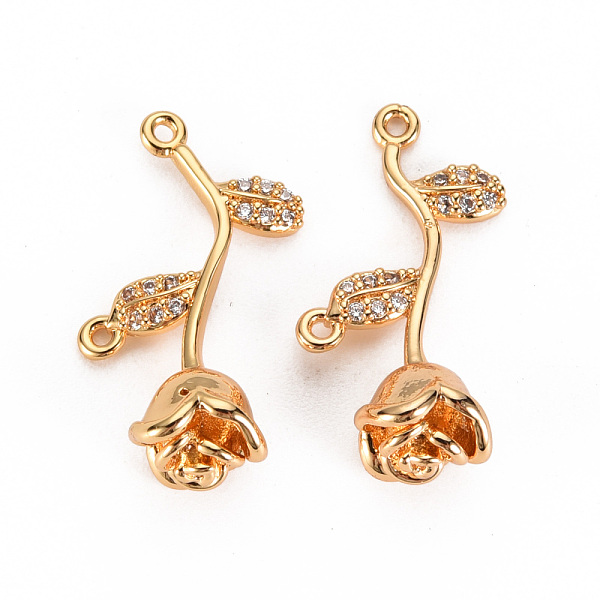 

PandaHall Brass Micro Pave Clear Cubic Zirconia Links Connectors, Nickel Free, Flower, Real 18K Gold Plated, 21x12x7mm, Hole: 0.9~1mm...