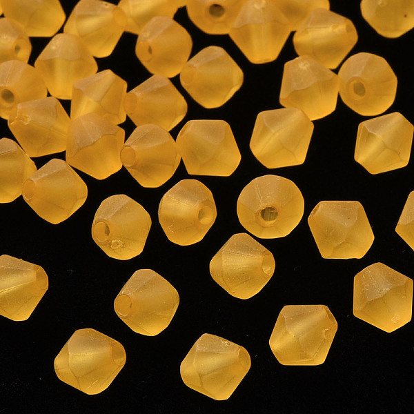 

PandaHall Frosted Acrylic Beads, Faceted, Cone, Gold, 6x5.5mm, Hole: 1.5mm, about 6770pcs/500g Acrylic Cone Gold