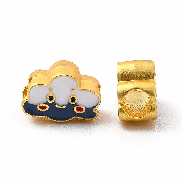 

PandaHall Rack Plating Alloy Enamel European Beads, Large Hole Beads, Cloud, Matte Gold Color, 9x12.5x6mm, Hole: 4mm Alloy+Enamel Cloud Blue