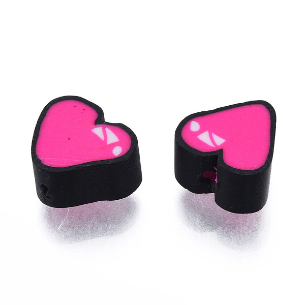 

PandaHall Handmade Polymer Clay Beads, Heart, Deep Pink, 8~9.5x9~9.5x4.5~5mm, Hole: 1.5mm Polymer Clay Heart