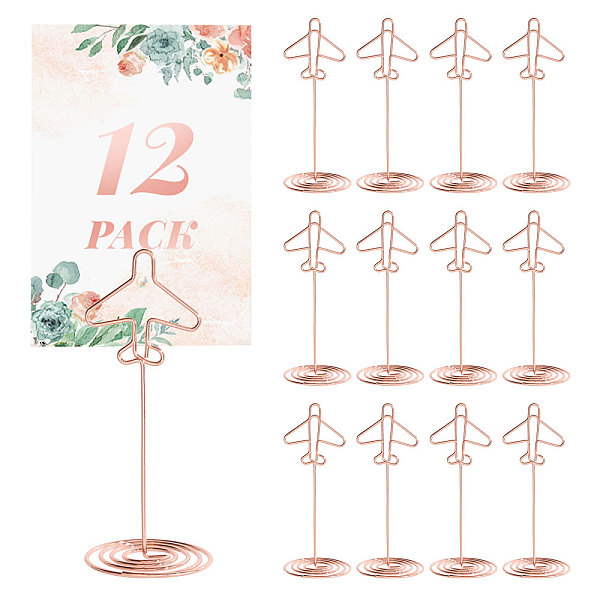 

PandaHall CHGCRAFT 12PCS Table Number Holders Airplane Shape Place Card Holders Metal Name Card Holders Table Number Stands Table Photo...