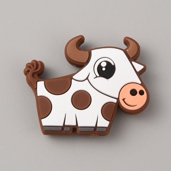 

PandaHall Cow Silicone Beads, Chewing Beads For Teethers, DIY Nursing Necklaces Making, Sienna, 30x38x8mm, Hole: 3mm Silicone Others Brown