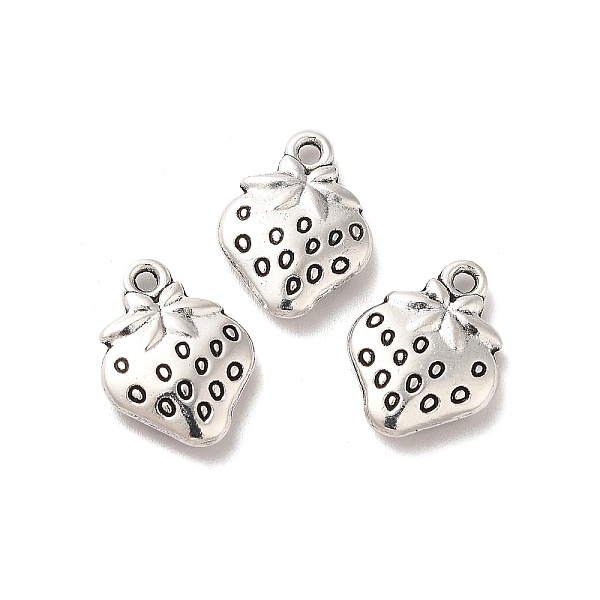 

PandaHall Tibetan Style Alloy Pendants, Strawberry Charm, Antique Silver, 15x11x3mm, Hole: 1.3mm, about 416pcs/500g Alloy Strawberry