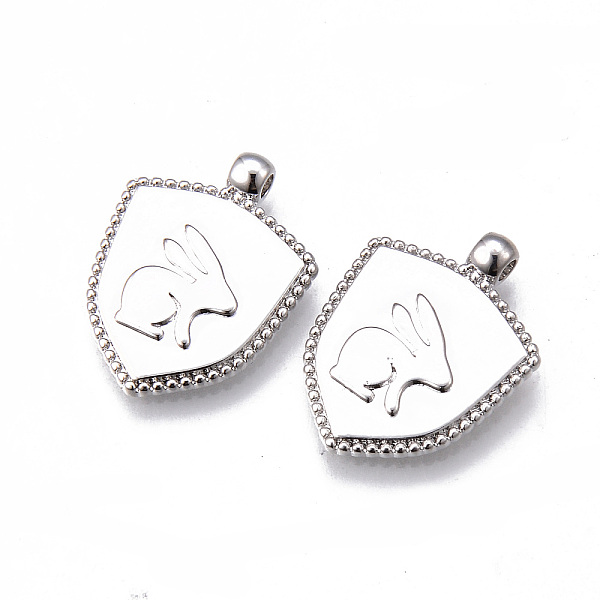 

PandaHall Brass Pendants, Nickel Free, Shield with Rabbit, Platinum, 23.5x18x2mm, Hole: 2mm Brass Rabbit