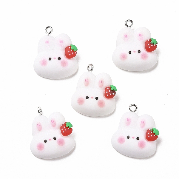 

PandaHall Resin Pendants, with Platinum Iron Findings, Cute, Rabbit with Strawberry, White, 23.5x20.5x7.5mm, Hole: 2mm Iron+Resin Rabbit...