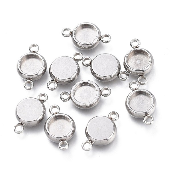 

PandaHall 304 Stainless Steel Cabochon Connector Settings, Flat Round, Stainless Steel Color, Tray: 6mm, 14x8.5x3mm, Hole: 1.6mm 304...