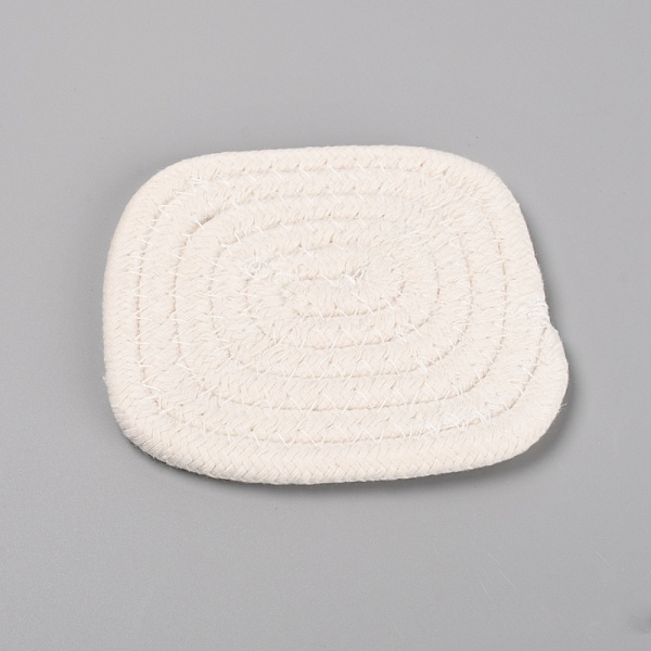 

PandaHall Handmade Cotton Cup Mat, Rectangle, White, 100x105~108x6mm Cotton White