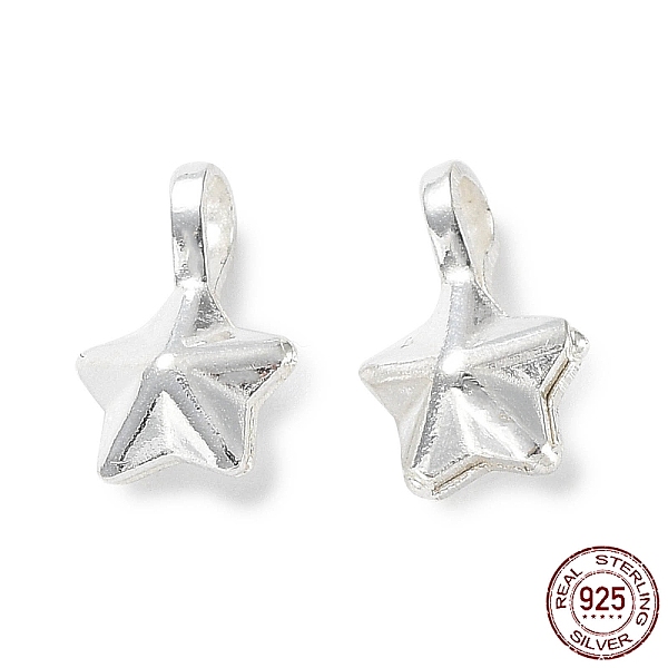 

PandaHall 925 Sterling Silver Charms, Star, Silver, 8.5x5.5x3mm, Hole: 1.6mm Sterling Silver Star
