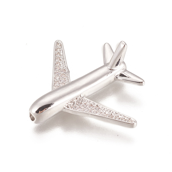 

PandaHall Brass Micro Pave Cubic Zirconia Airliner Beads, Long-Lasting Plated, Lead Free & Cadmium Free & Nickel Free, Passenger Airplane..., Clear